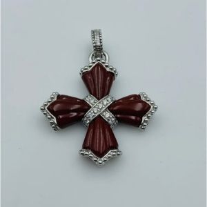 Judith Ripka Sterling and Red Jasper Cross Enhancer